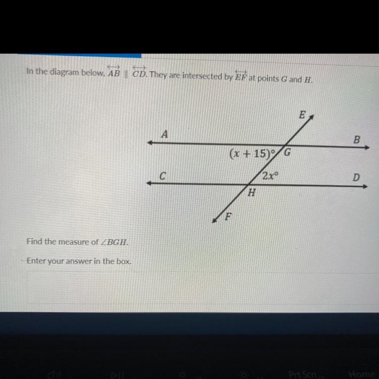 In the diagram below, AB || CD. They are intersected by Ef at points G and H. E E-example-1