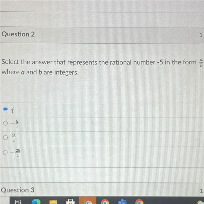 Write the rational number -1, in the form , where a and b are integers.-example-1