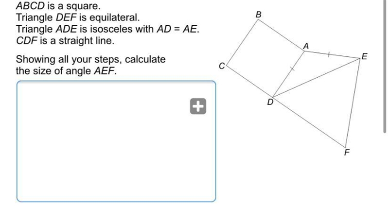 Calculate the size of angle AEF-example-1