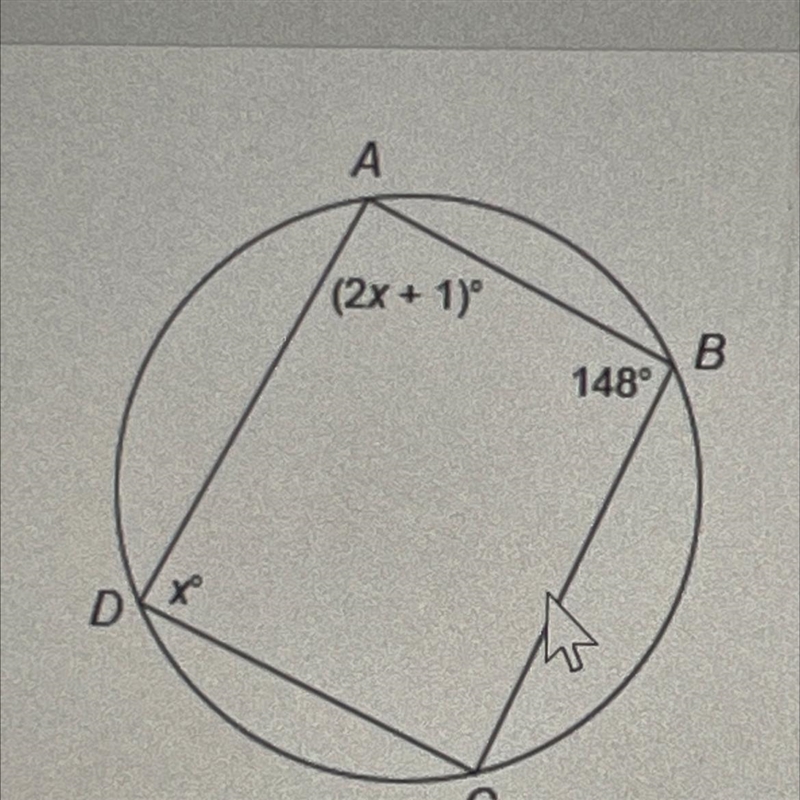 Quadrilateral ABCD is inscribed in this circle What is the measure of angle A?-example-1