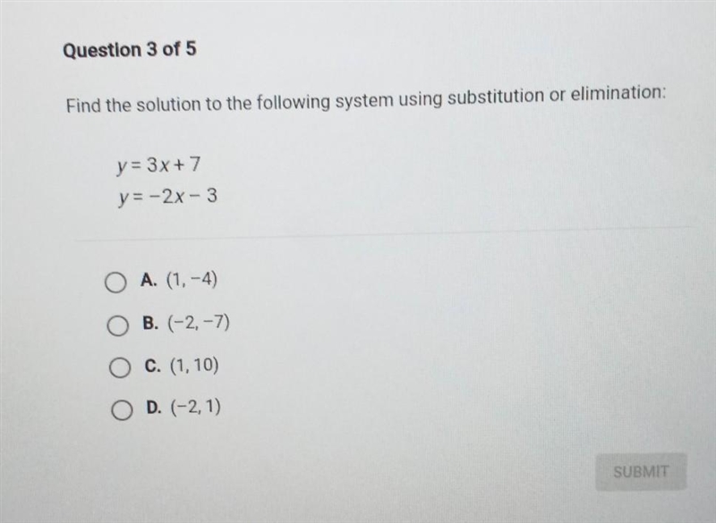 Find the solution to the following system using substitution or elimination:​-example-1