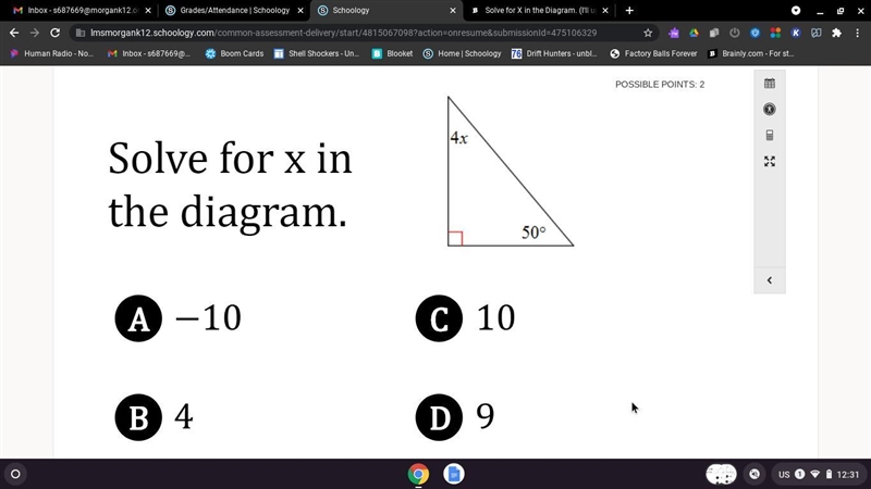 Solve for X (In the Diagram) Hope y'all are having a good day!!-example-1