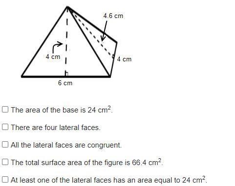 Which statements are true about the rectangular pyramid below? Select three options-example-1