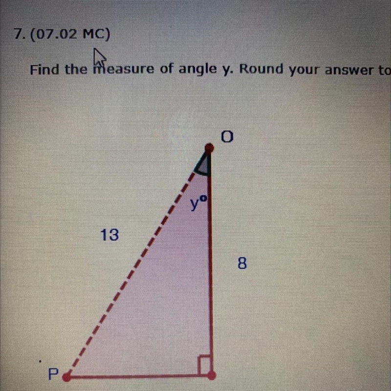 7. (07.02 MC) Find the fieasure of angle y. Round your answer to the nearest hundredth-example-1