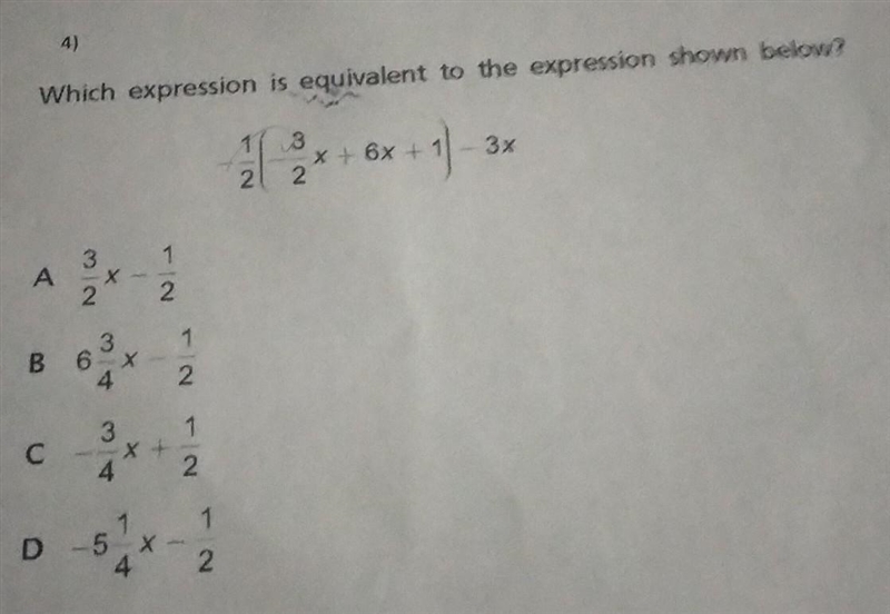 -1/2(-3/2x+6x+1)-3x ​-example-1