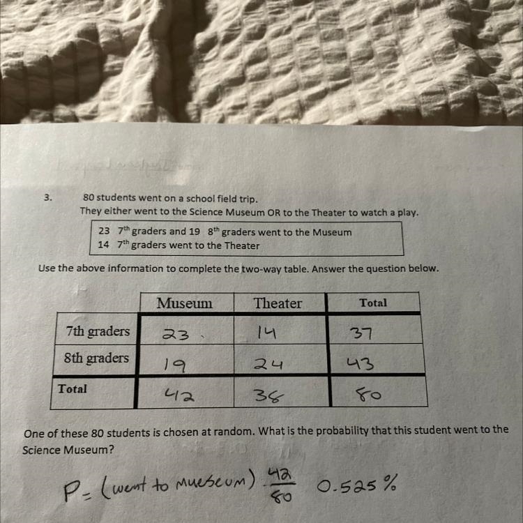 ￼ One of these 80 students is chosen at random. what is the probability that the student-example-1