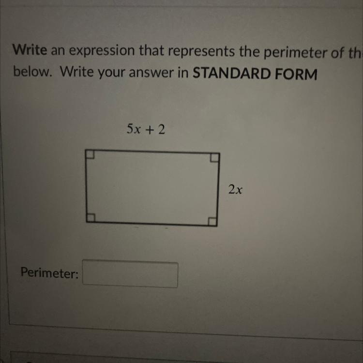 5x+2 2x Perimeter: PLEASE HELP-example-1