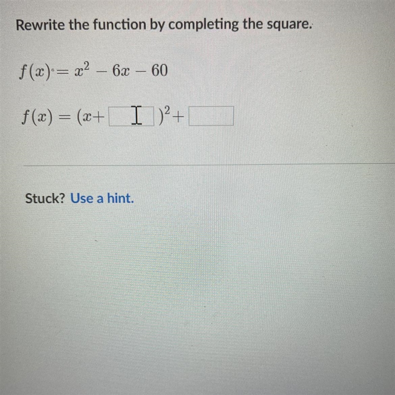 HELP ASAP!! Rewrite the function by completing the square f(x) = x^2 - 6x - 60 f(x-example-1