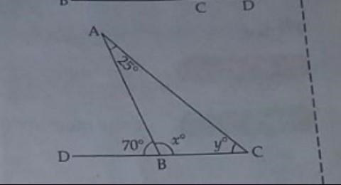 In the given figure, find the measures of Angle x and Angle y​-example-1