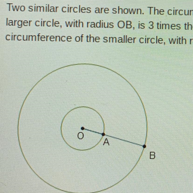 Two similar circles are shown. The circumference of the larger circle, with radius-example-1