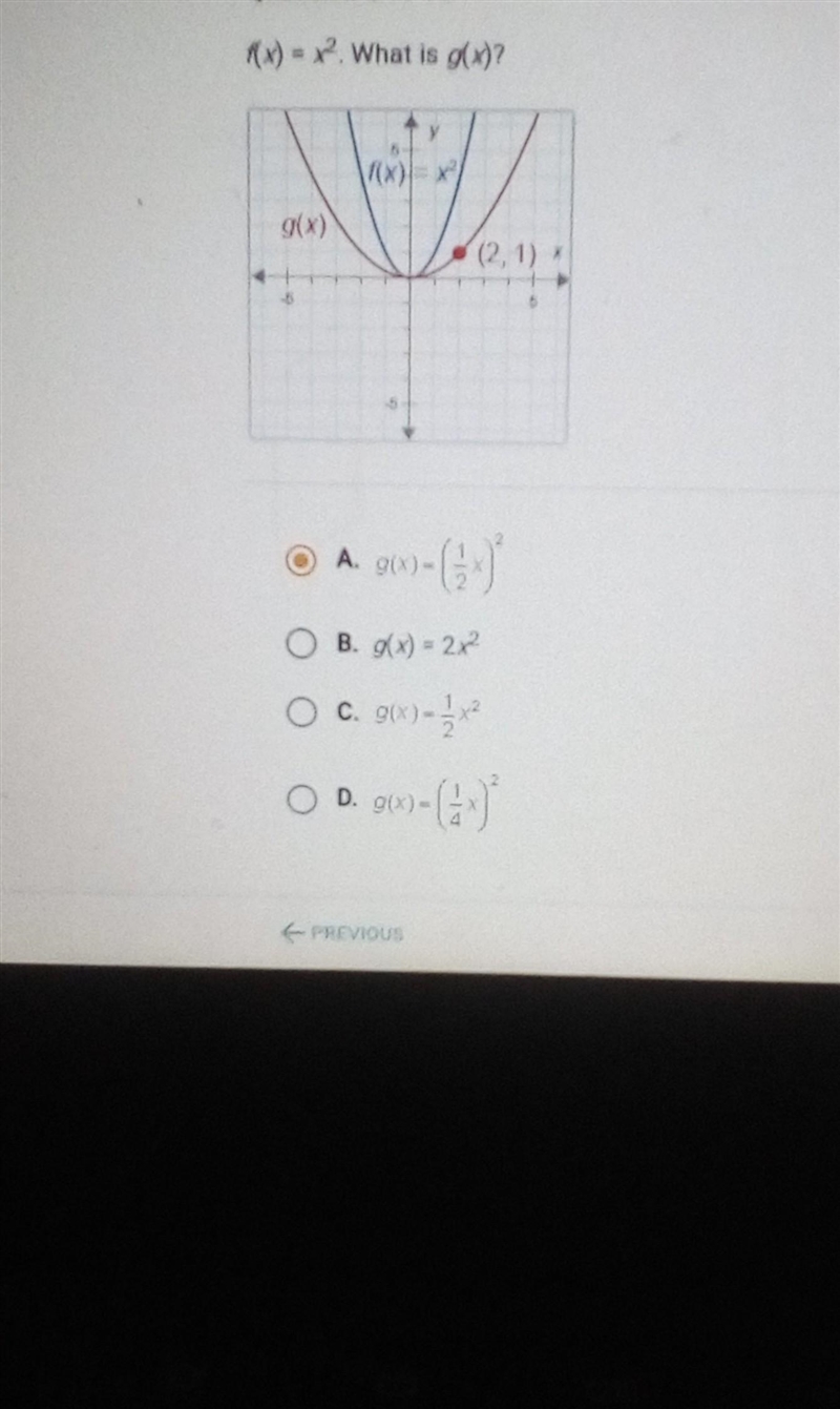 F(x) = x ^ 2 What is g(x)? ​-example-1