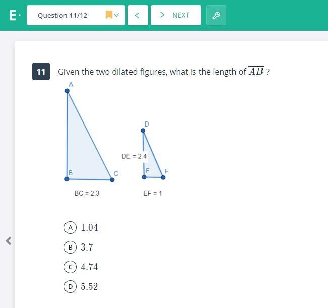 Given the two dilated figures, what is the length of AB-example-1