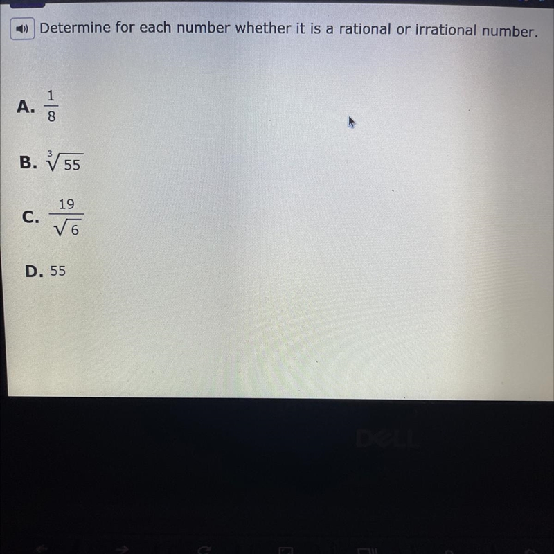 -) Determine for each number whether it is a rational or irrational number.-example-1