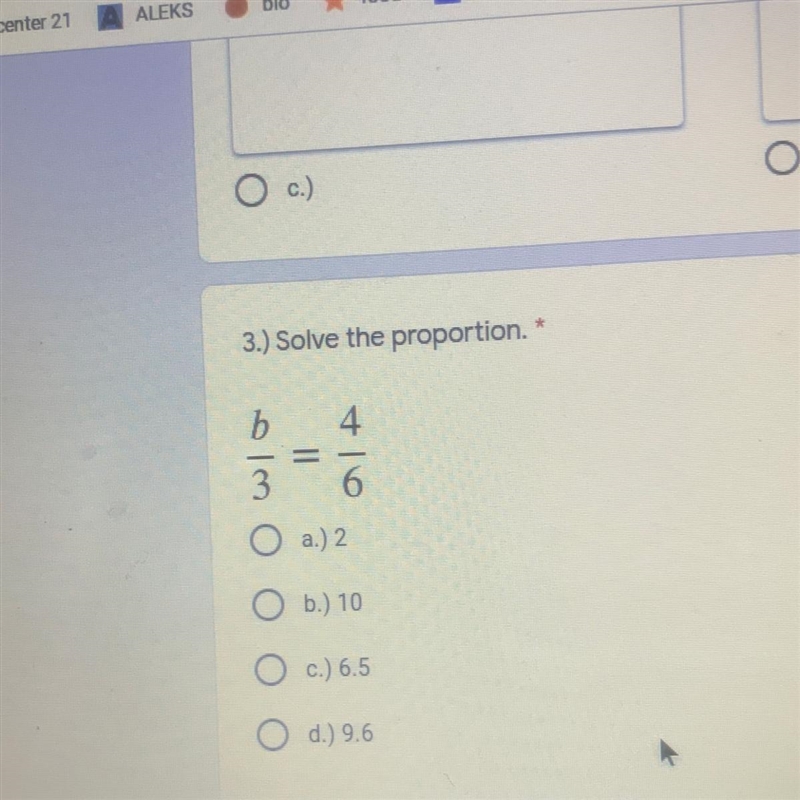 Solve the proportion. b 4 = 3 6-example-1