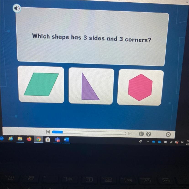 Which shape has 3 sides and 3 corners?-example-1