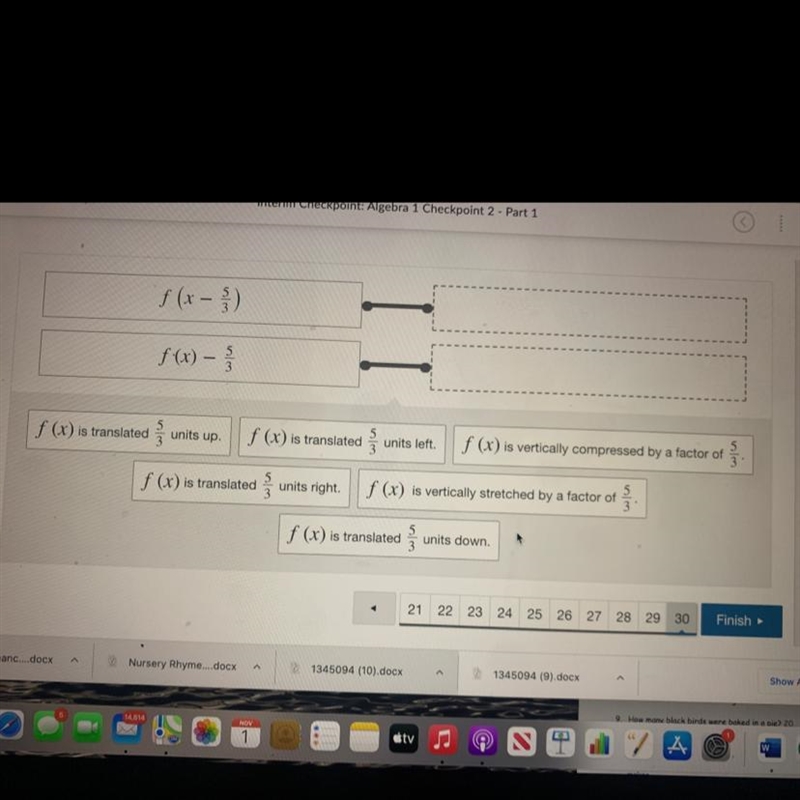 ￼let f (x) represent a function. Which descriptions match the given transformations-example-1