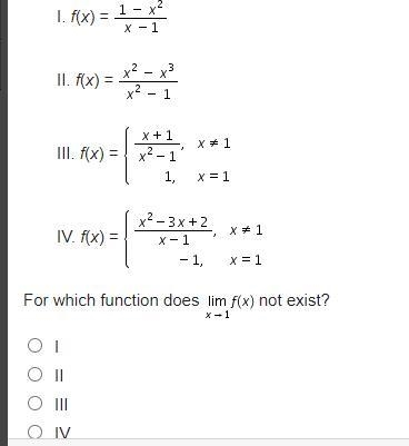 Which function does lim x approaches 1 f(x) not exist?-example-1