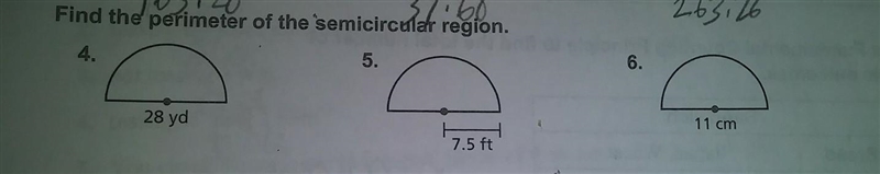 Find perimeter of the semicircular region​-example-1