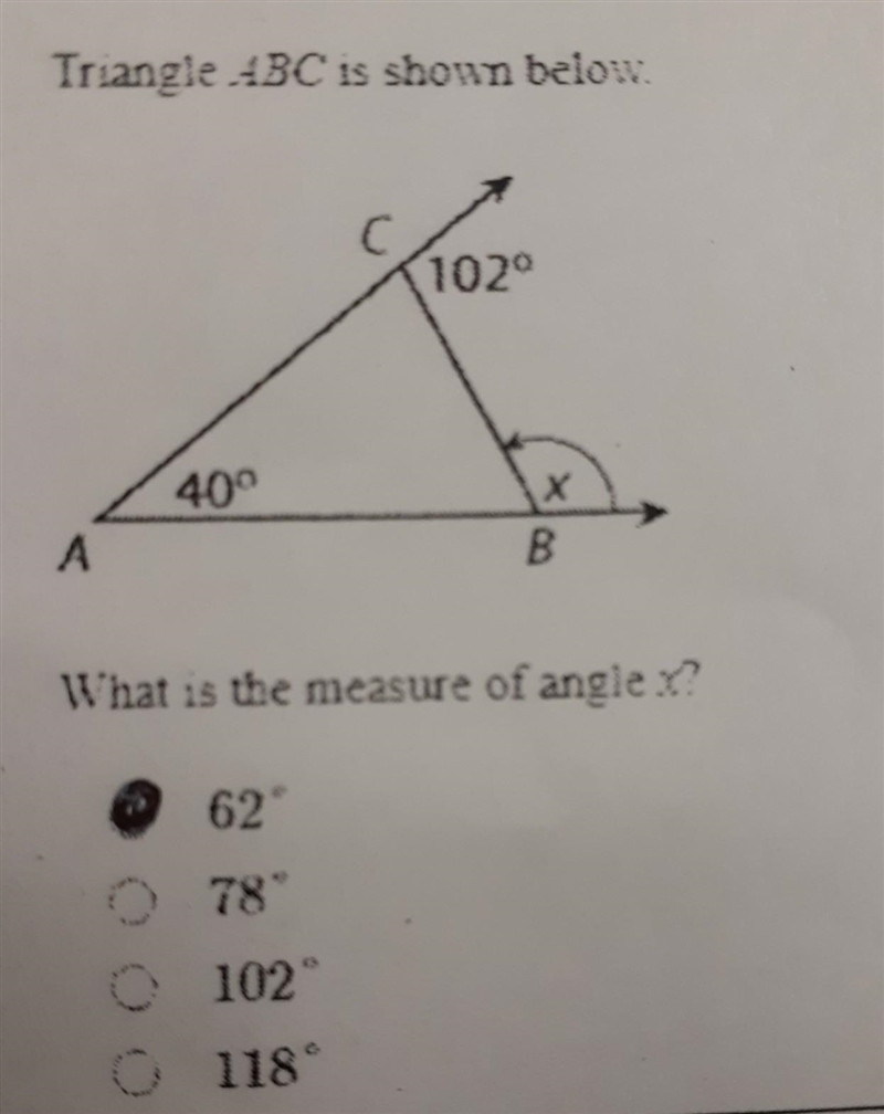 Triangle ABC is shown below. What is the measure of angle??​-example-1