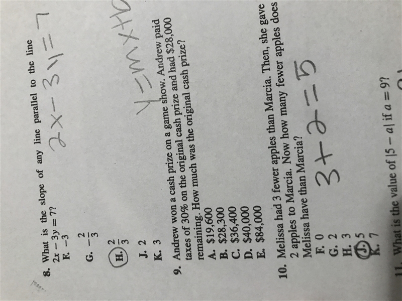 Question 9 ONLY!!! Please show work!!-example-1