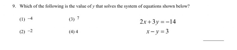 Need help with this question ! :( Which of the following is the value of y that solves-example-1