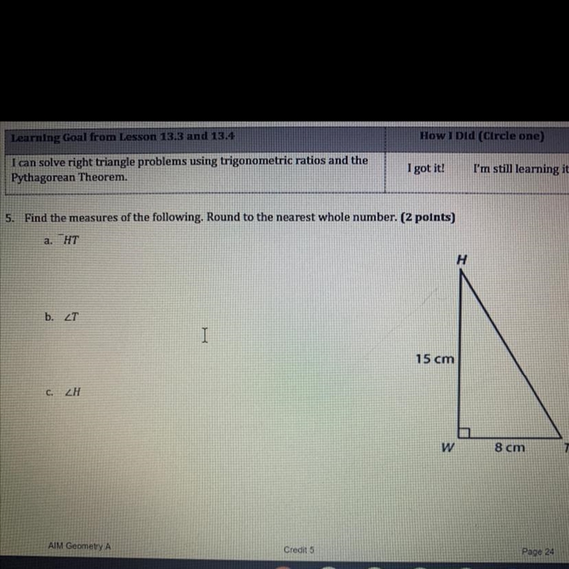 5. Find the measures of the following. Round to the nearest whole number. (2 points-example-1