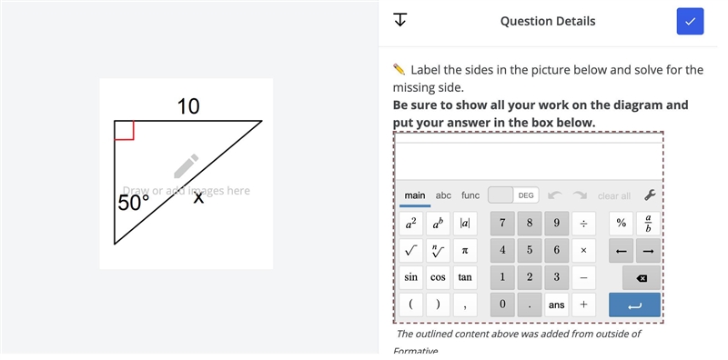 Solve for missing side-example-1