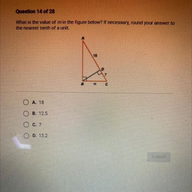 What is the value of m in the figure below? If necessary, round your answer to the-example-1