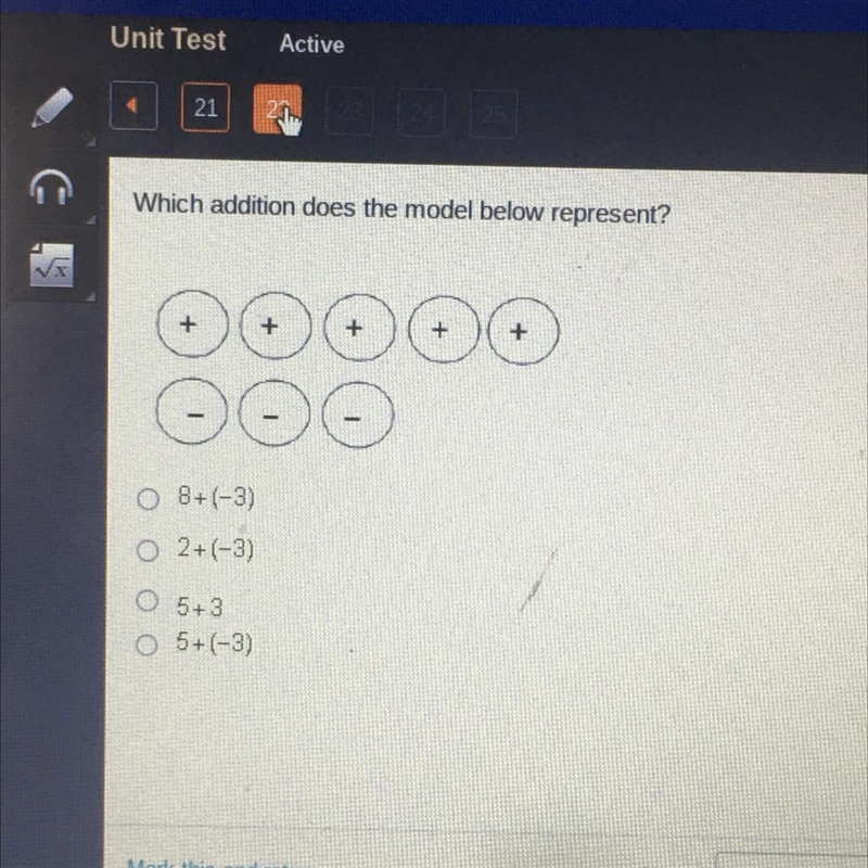 Which addition does the model below represent? + + + + OOO 8+(-3) 2+(-3) 5+3 5+(-3)-example-1