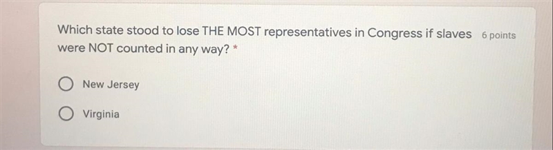 Which state stood to lose THE MOST representatives in Congress if slaves 6 points-example-1