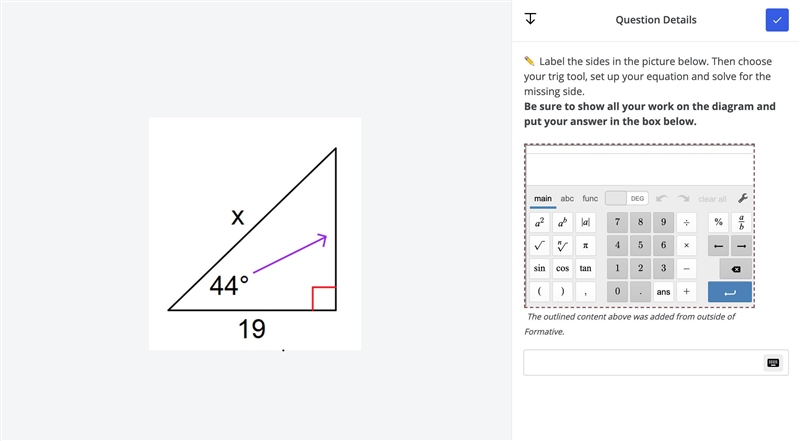 Using trig solve for the missing angle-example-1