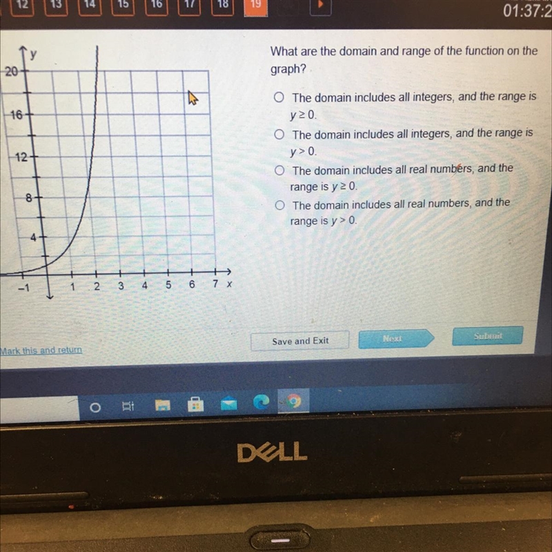 What are the domain and range of the function on the graph?-example-1