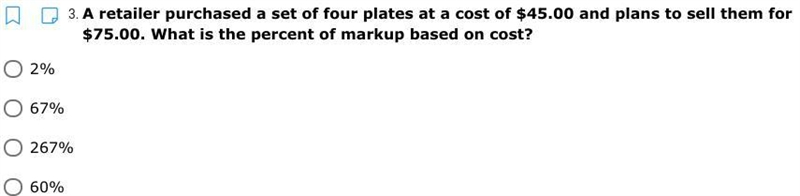 A retailer purchased a set of four plates at a cost of $45.00 and plans to sell them-example-1