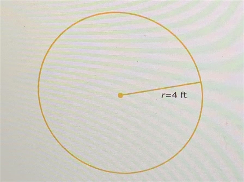 The radius of a circle is 4 feet. What is the area? r=4ft Give the exact answer in-example-1