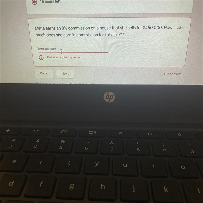 Marla earns an 8% commission on a house that she sells for $450,000. How 1 point much-example-1