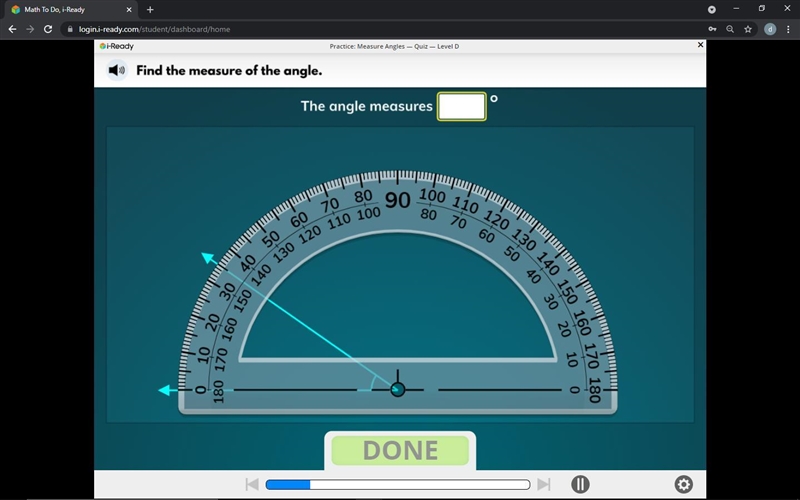 NEED HELP ASAP!! find the measure of the angle.-example-1