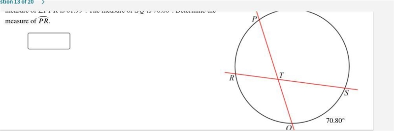 Secants ⎯⎯⎯⎯⎯⎯⎯⎯⎯ and ⎯⎯⎯⎯⎯⎯⎯⎯ intersect at point T in the interior of a circle. The-example-1