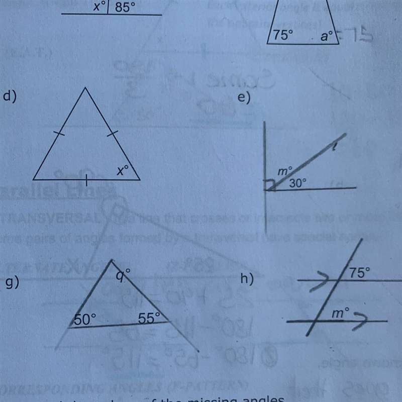 Determine the value of each unknown angles. HELP PLEASE DO ANY! I’ll give you brilliance-example-1