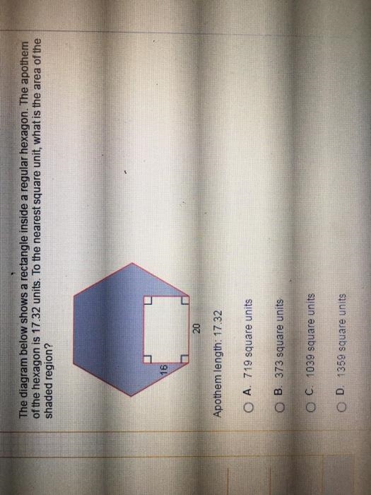 The diagram below shows a rectangle inside of a regular hexagon. the apothem of the-example-1