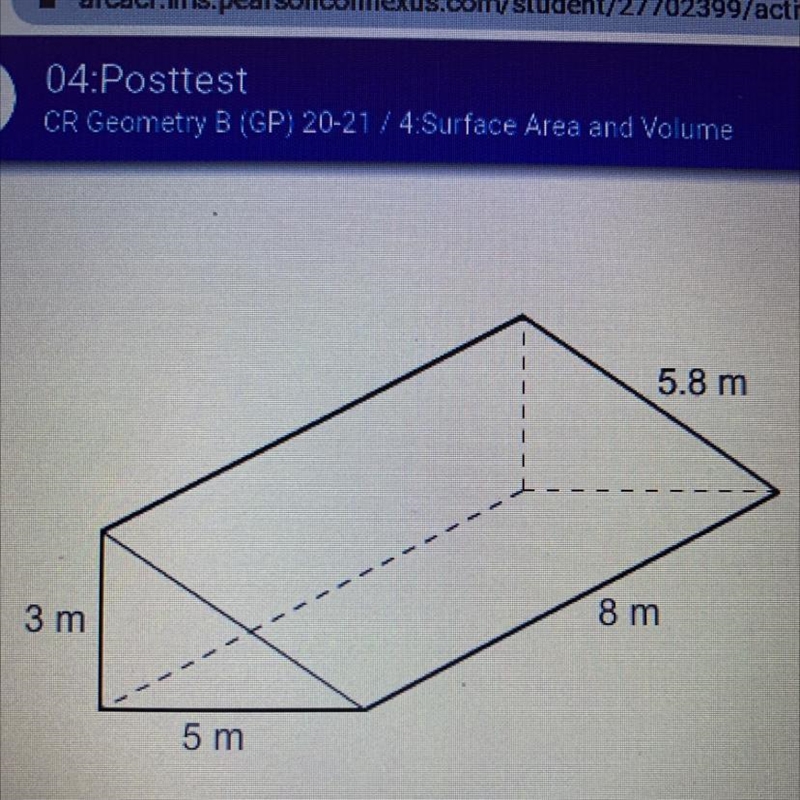 To the nearest whole number, what is the surface area of the right triangular prism-example-1