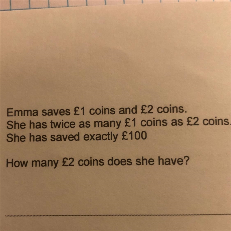 5 (a) Emma saves £1 coins and £2 coins. She has twice as many £1 coins as £2 coins-example-1