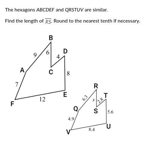 Find the length of RS. Round to the nearest tenth is necessary.-example-1