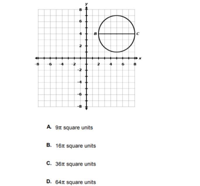 If bc is the diameter of the circle below, what is the area of the circle-example-1