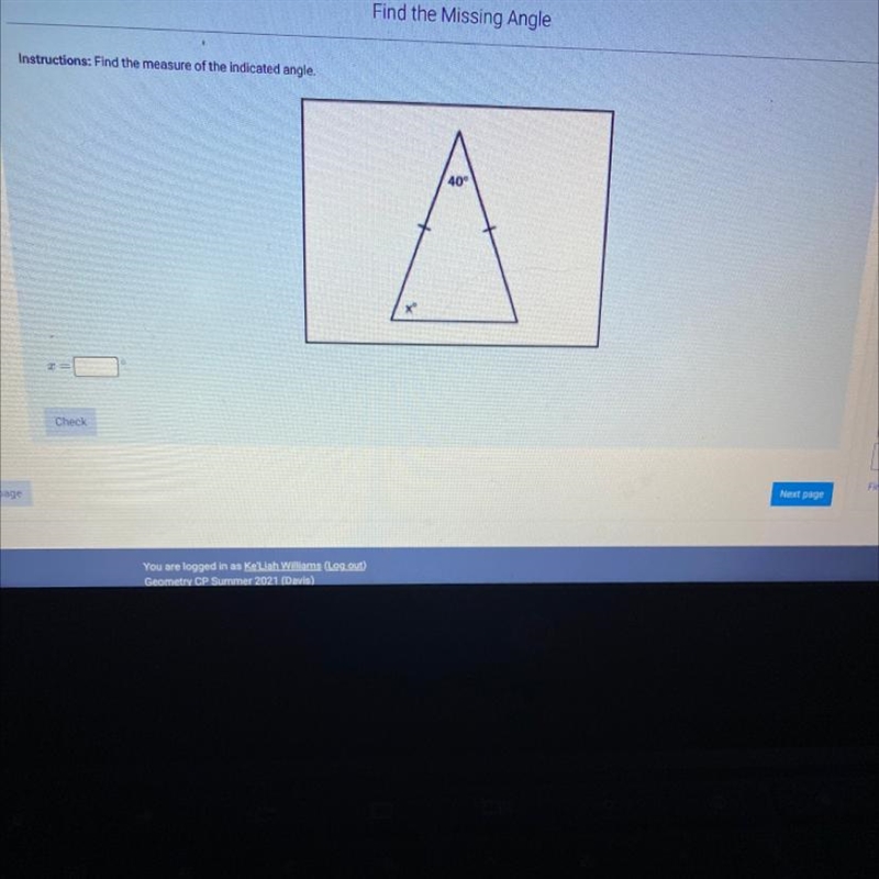 Find the measure of the indicated angle.-example-1