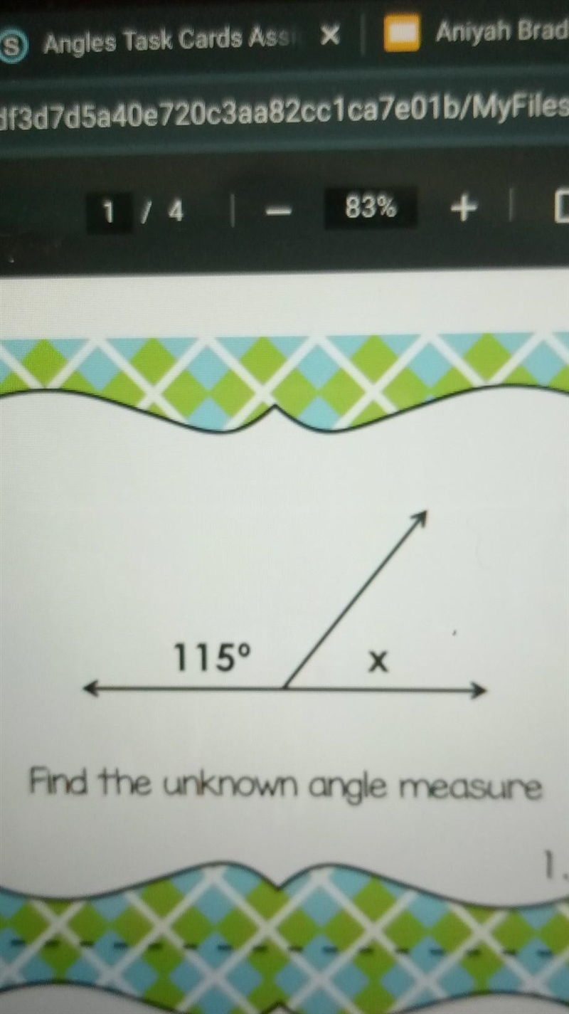 115° X Find the unknown angle measure​-example-1