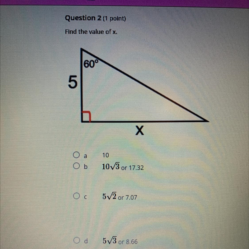 Trigonometry help finding the value of x-example-1