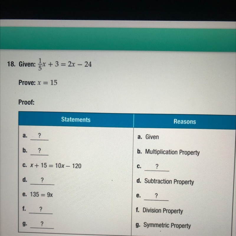 How do I write a two-column proof to verify each statement-example-1