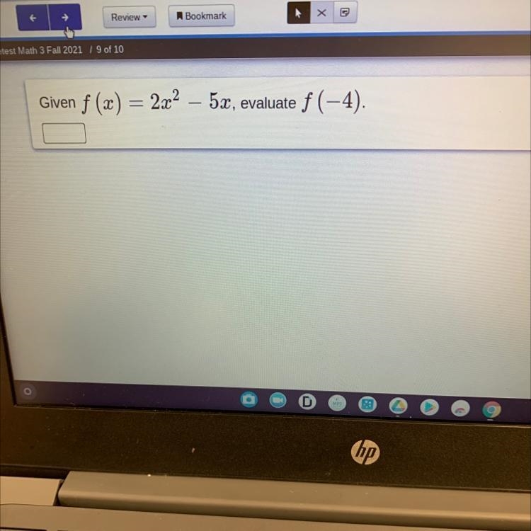 Pls help “Given f(x)=2x^2-5x evaluate f(-4).”-example-1