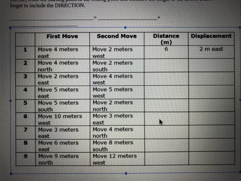 Please help me If you move 5 meters south and then move 2 meters north what is the-example-1