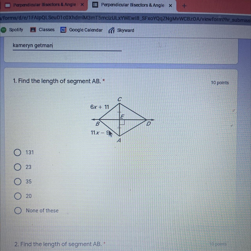 Find the length of segment AB-example-1